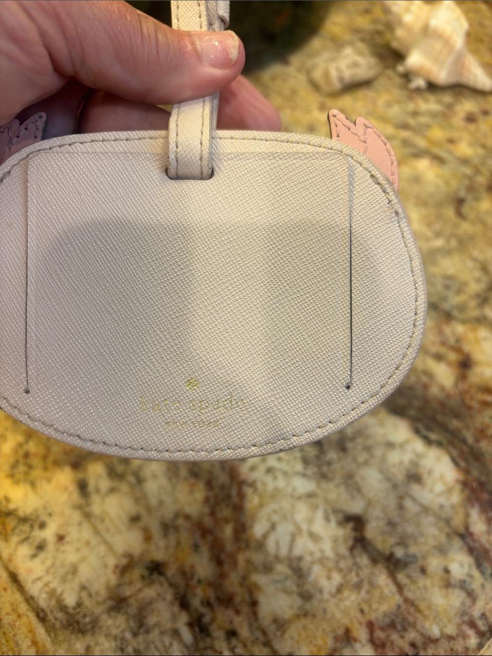 kate spade Owl Face Luggage Tag in Cream, Pink, Brown - Picture 2 of 6